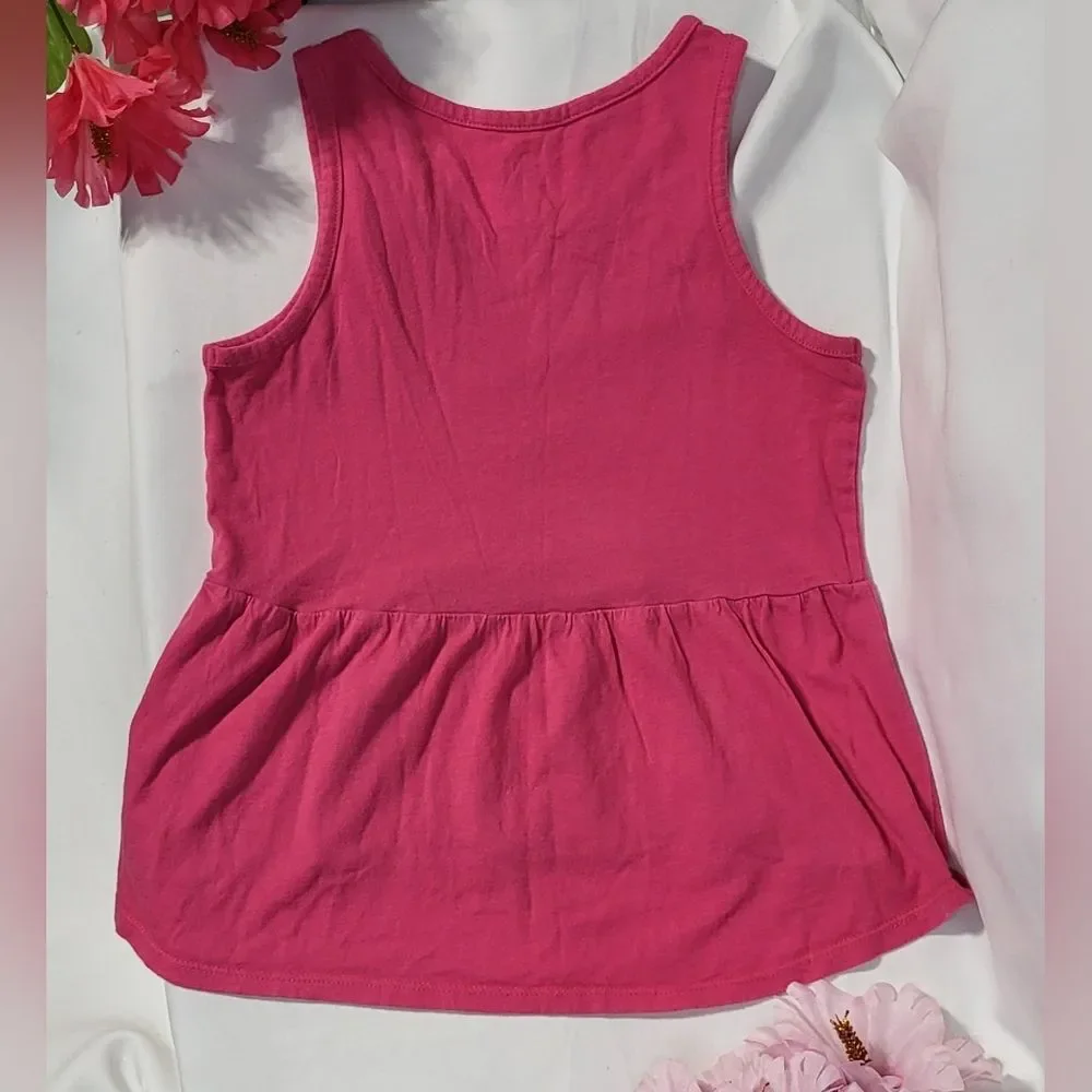 The Children's Place Girls Hot Pink High-Low Floral Tank Top Size Medium (7/8)
